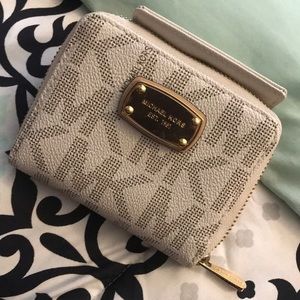 MK mini white wallet